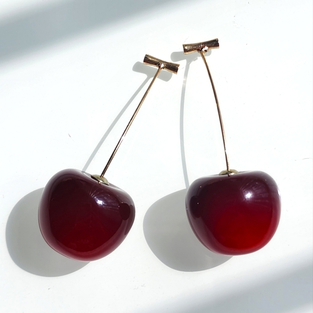 Cherry fashion earrings. Nwot red and gold.